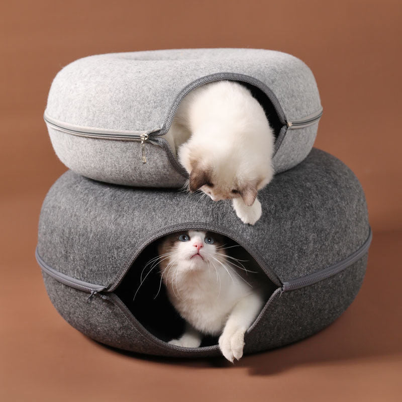 Donut Cat Bed Pet Cat Tunnel Interactive Game Toy Cat Bed Dual-use Indoor Toy Kitten Sports Equipment Cat Training Toy Cat House