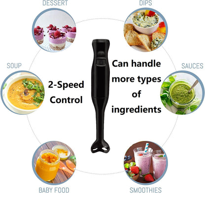 Electric Immersion Hand Blender(Black),Mixer,Chopper,Ice Crushing 2-Speed Control One Hand Mixer