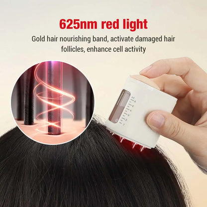 Microcurrent Head Scalp Massager 625nm LED Light Therapy Vibration Massage Comb Medicine Liquid Oil Applicator Hair Growth Comb