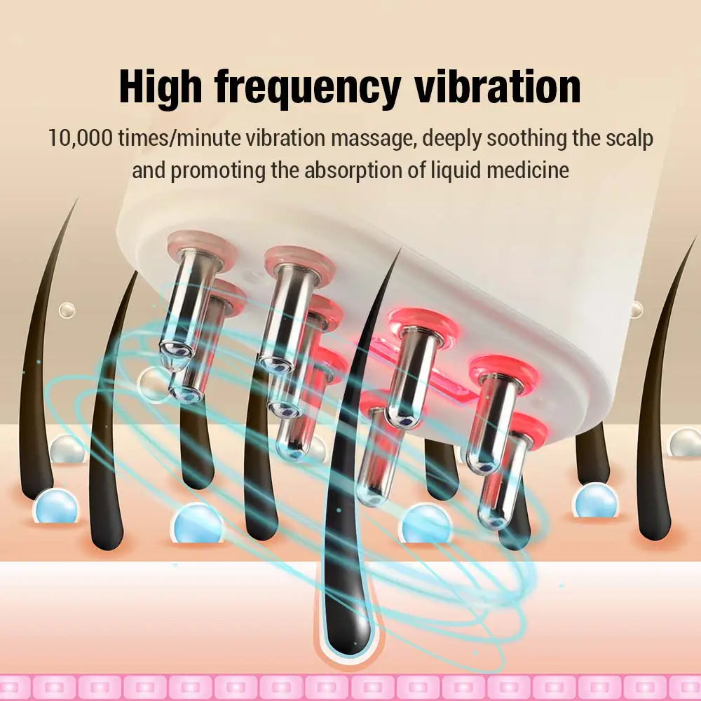 Microcurrent Head Scalp Massager 625nm LED Light Therapy Vibration Massage Comb Medicine Liquid Oil Applicator Hair Growth Comb