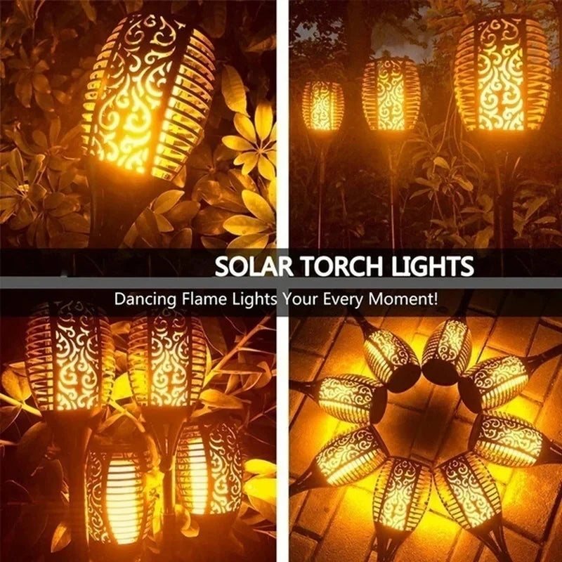 4 Pcs Solar Flame Lights Torch Flickering Light Waterproof Garden Decoration Outdoor Lawn Tiki Led Path Yard Patio Floor Lamp