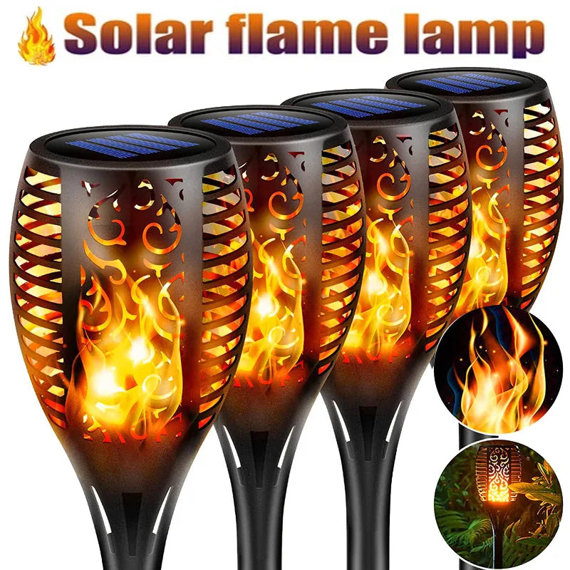 4 Pcs Solar Flame Lights Torch Flickering Light Waterproof Garden Decoration Outdoor Lawn Tiki Led Path Yard Patio Floor Lamp