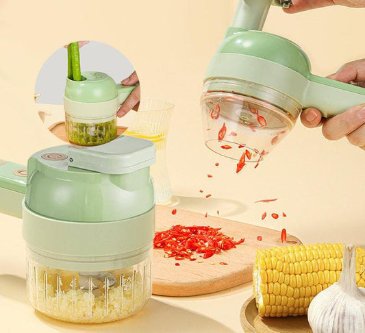 4In1 Electric Vegetable Cutter Set Handheld Wireless Electric Garlic Masher