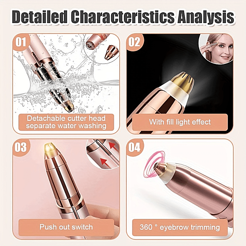 Women's Electric Eyebrow Trimmer Safety Hair Remover USB Rechargeable Mini Shaver Facial Hair Removal Beauty Trimmer